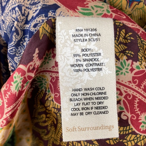 Soft Surroundings Izmir topper Cardigan M Open front Cascade Waterfall Patchwork - Picture 16 of 16